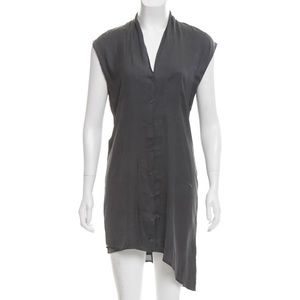 Helmut Lang Gray Silk Sleeveless Shirt Dress